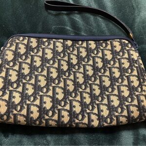 Navy Blue Dior Trotter Clutch/Wristlet with Strap